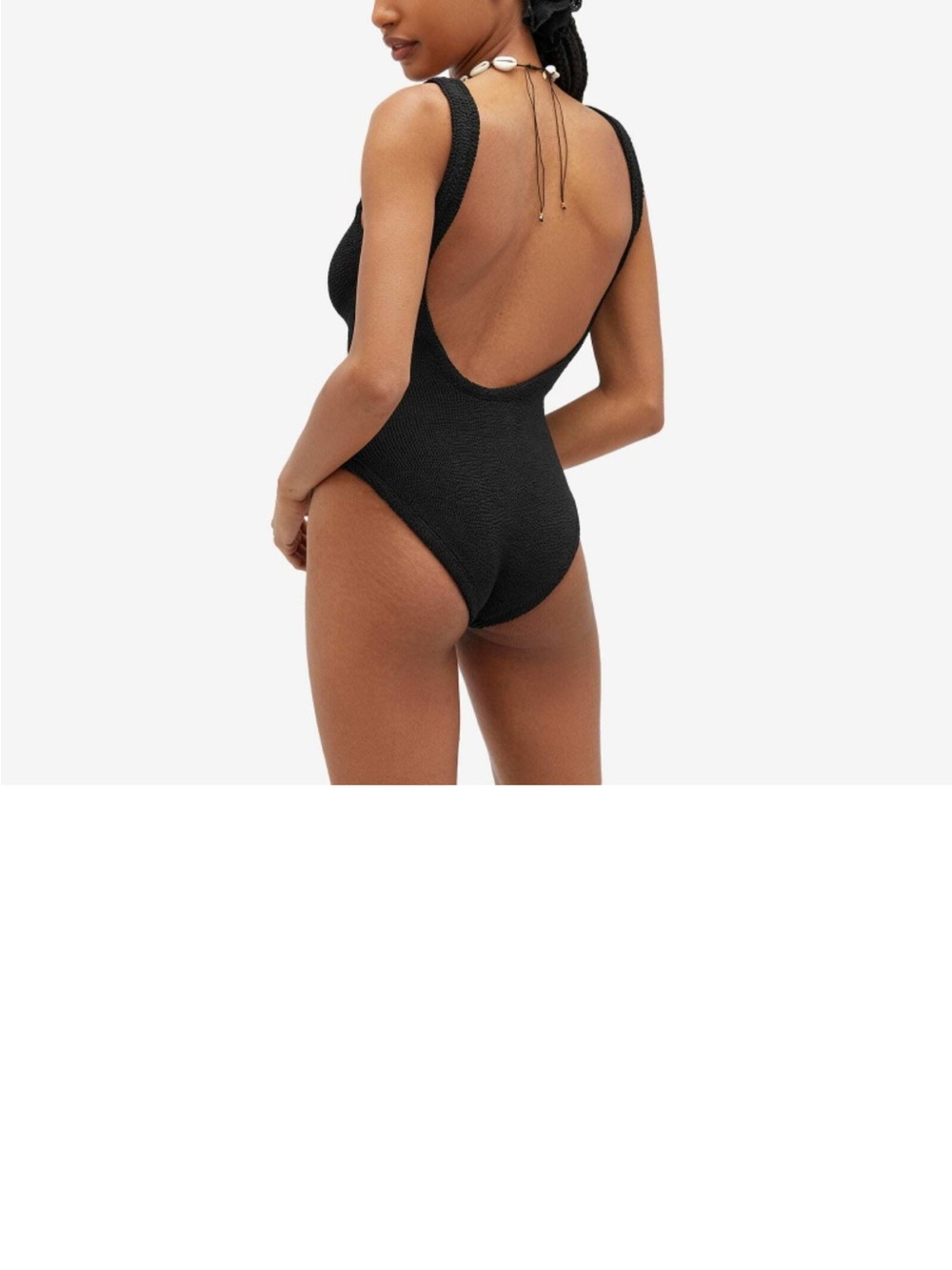 Hunza G Black Square Neck Crinkle One-Piece Swimsuit. Not Used - Picture 3 of 9
